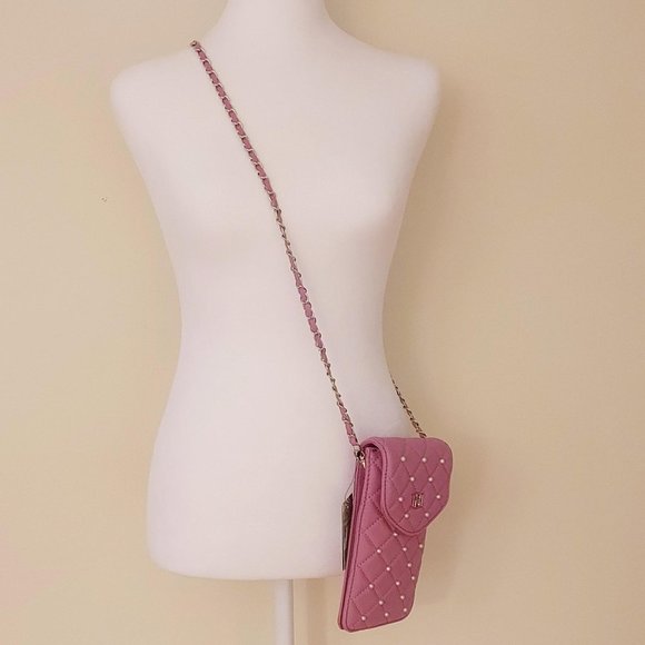 Badgley Mischka Women’s Pearls Phone Case W/ Insert Card Holder Crossbody Purple - Picture 10 of 13